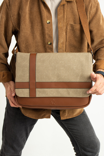 PASSTELL Canvas Large Size Unisex Waterproof Messenger and Briefcase with Shoulder Strap