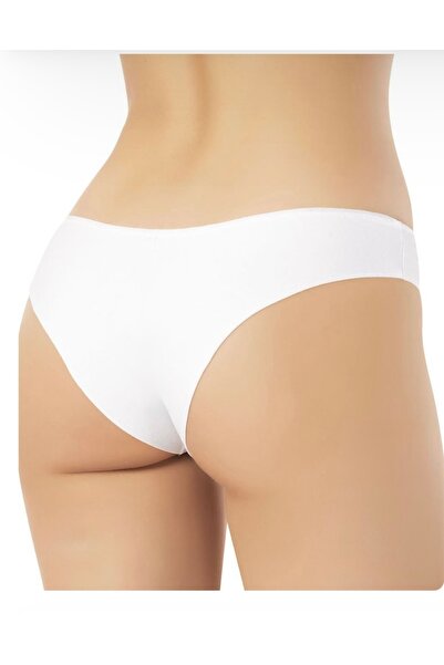 Dominant 2'li Kadın Beyaz Lazer Kesim Brezilya Külot-İz Yapmaz Pamuklu