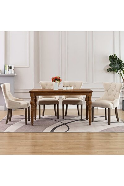 vidaxl Dining Chairs 4 pcs Beige Fabric