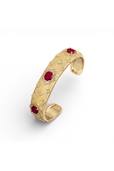 neslyaccessories Handcrafted russian red stone imported cuff bracelet