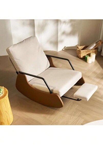 Mtanvxay كرسي هزاز مريح قابل للإمالة، مبطن، مع مسند للقدمين وجيب جانبي، مناسب...