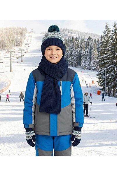 LAGRANZE Junior Boys Winter Scarf Beanie Gloves Set – Warm Accessory Kit for Kids