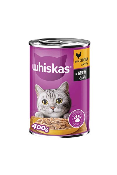 Whiskas طعام رطب للقطط بنكهة الدجاج في المرق، مناسب للقطط البالغة من عمر سنة فما فوق