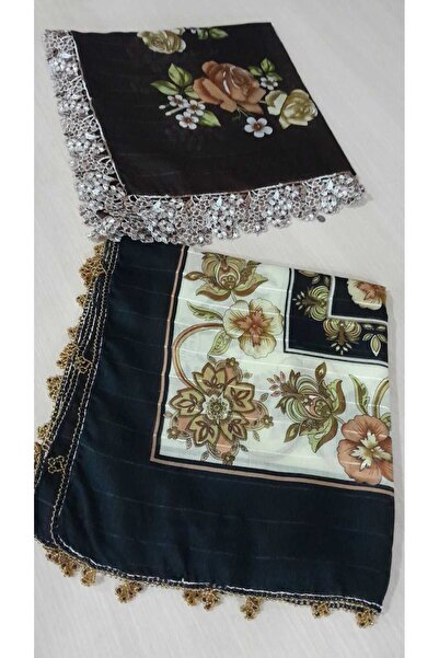 Papatyam 100 X 100 Ready-Made Guipure Lace with 10 cm Missing Embroidery, Beadwork, Yemeni Three-Sided Embroidery, Polyester