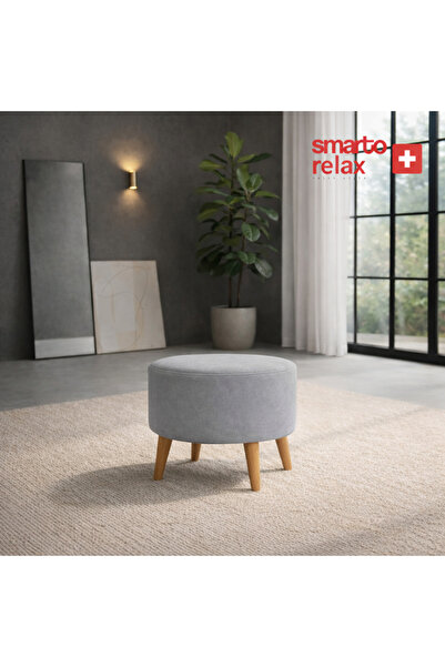 Smarto relax Ayaklı Yuvarlak Puf – Babyface Kumaş (Çap 45 cm × Yükseklik 40 cm)