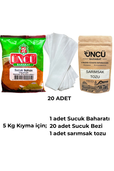 ÜNCÜ BAHARAT 5 KG TOKAT BEZ SUCUK SETİ.SUCUK BAHARATI,SUCUK BEZİ,SARIMSAK TOZU