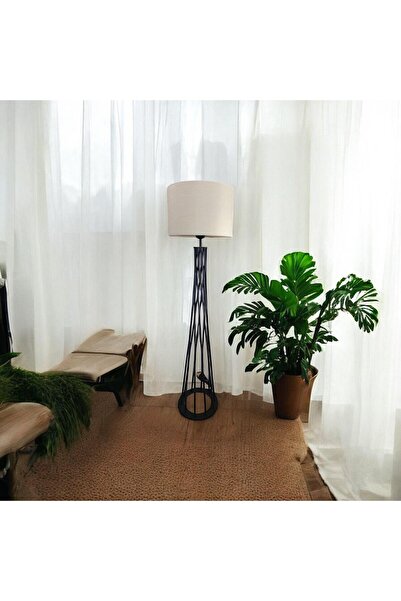 ABAJUR EVİM Deniz Lambader Modern Siyah Renk Ayaklı Köşe Lambader
