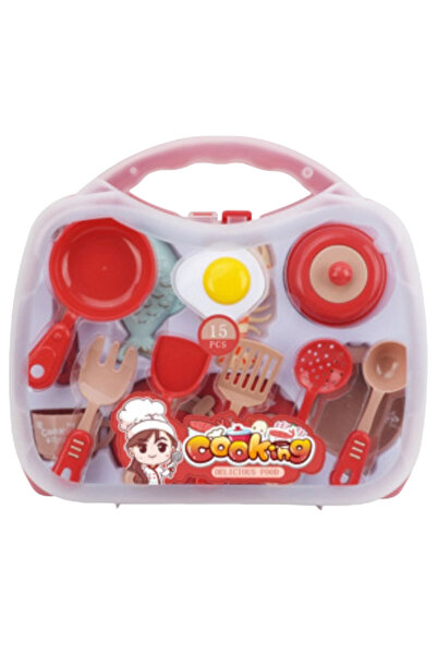 OEM Cooking utensil set toy, kidsNplay, plastic, red, 15 pieces, 3 years+, 30x26x7 cm