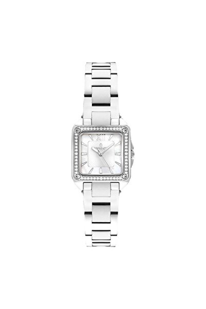 Essence D1144.320 Women's Wristwatch |   24 mm Square Case, Stone Detailed Bezel