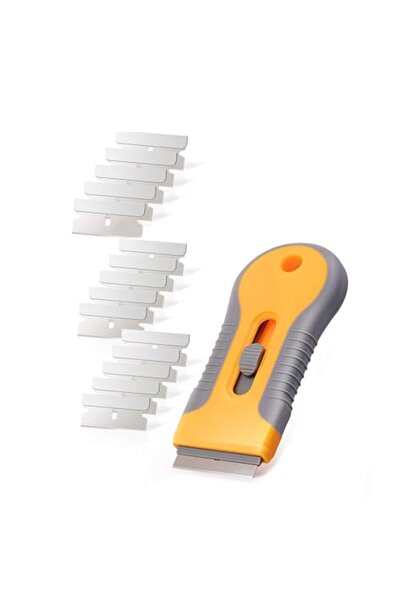 Bukela 1.5 Inch Razor Blade Scraper, Glass and Ceramic Cleaning Knife with 15 Replaceable Metal Blades, Com