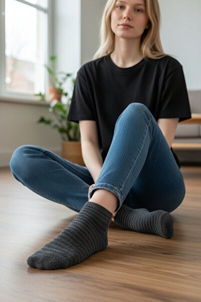 İbrahim Berk 4 أزواج من الجوارب النسائية ذات المناشف العكسية، جوارب قطنية ملونة ذات المناشف العكسية