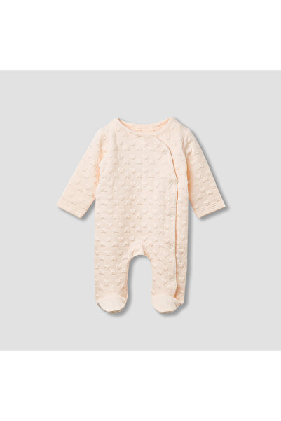 Juniors Jacquard Heart Textured Sleepsuit with Long Sleeves