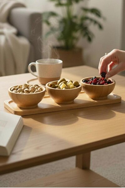 ALBETTO 4 Parça Bambu Sosluk, Çerezlik, Kahvaltılık