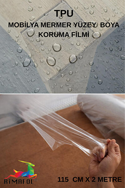 RİMAFOL Mobilya Mermer Yüzey Boya TPU Koruma Filmi 115 CM X 2 METRE