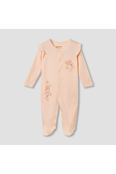 giggles Floral Print Sleepsuit with Ruffle Detail