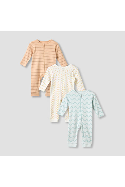 Juniors طقم بيجاما بياقة دائرية وطبعة - قطن - أكمام طويلة - 3 قطع