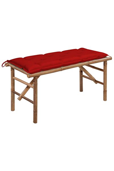 vidaxl مقعد حديقة قابل للطي مع وسادة، مصنوع من الخيزران، طوله 118 سم