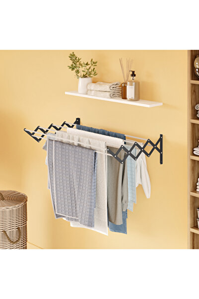 AYZ Akordiyon 100Cm 7 Gözlü Duvara Monte Pratik Çamaşır Katlanabilir Kurturma...