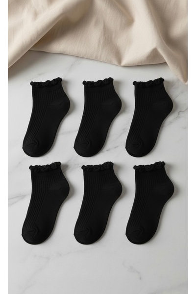 Çorap Kurdu Set of 6 Ruffled Short Booties Women's Socks