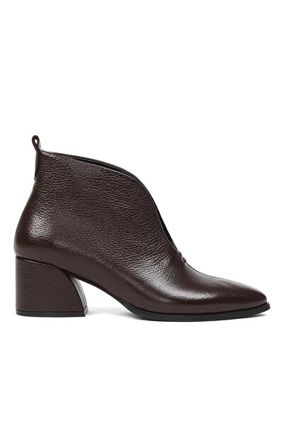 Celal Gültekin Kadın Kahverengi Kalın Topuklu Flotter Deri Bot