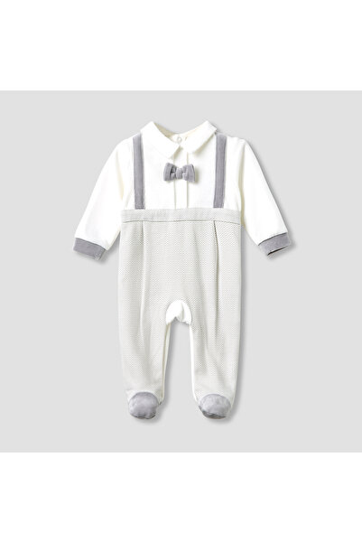 giggles بيجامة نوم بياقة وأقدام مغلقة - مخمل - أكمام طويلة