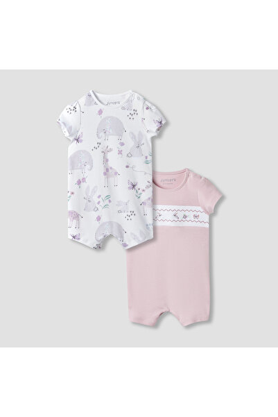 Juniors طقم رومبر بطبعة حيوانية وأكمام قصيرة - قطعتان