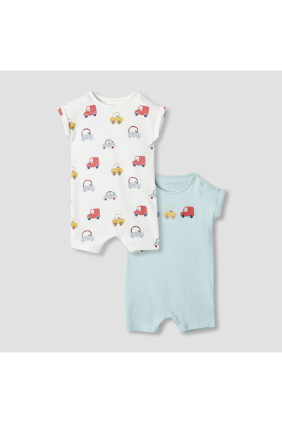 Juniors طقم ملابس أطفال مطبوع عليه صورة سيارة بأكمام قصيرة - قطعتان