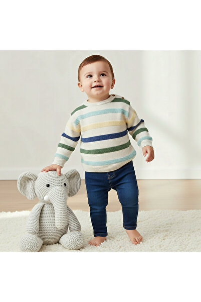 Juniors Striped Pullover with Long Sleeves