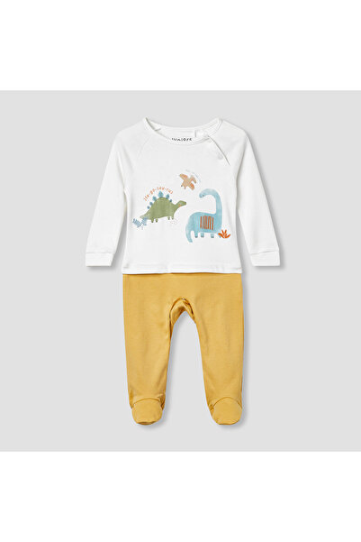 Juniors بدلة نوم بطبعة ديناصور بأكمام طويلة