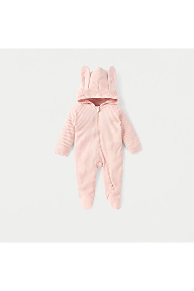 Juniors Ribbed Hooded Closed Feet Sleepsuit with Ear Applique and Zip Closure