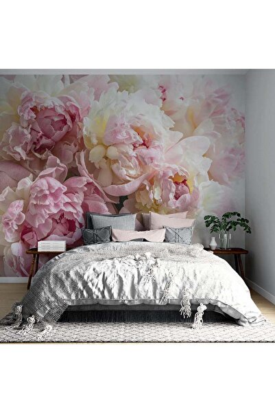 Grown Pembe Beyaz Şakayık Çiçekli Duvar Kağıdı