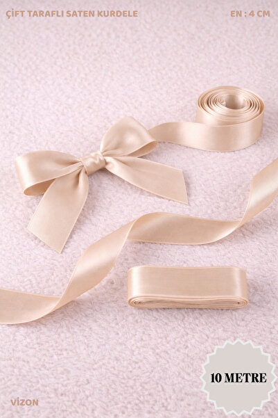 Mortex Vizon Saten Kurdele 4 cm 10mt - Bohça, Nikah, Nişan, Çeyiz, Hediye, Sü...