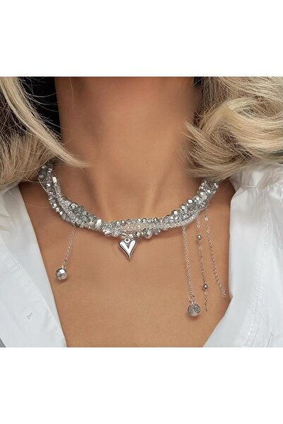 lioraclub Gümüş Renk El Yapımı Tasarım Kolye – Zincir Detaylı Zarif Kadın Aks...