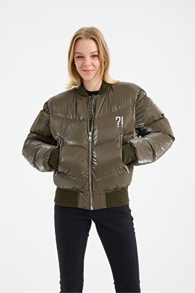 G-FOX Chmps? ! Parisse Women's Shiny Puffer Bomber Jacket 9757K, Microfiber Filled Winter Jacket 9757K