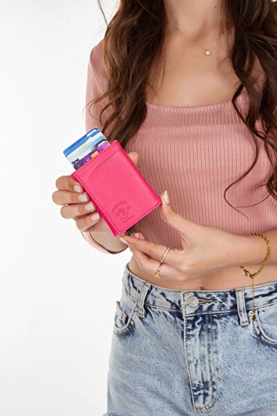 Eliza Women's Pink Mechanical Card Holder and Wallet