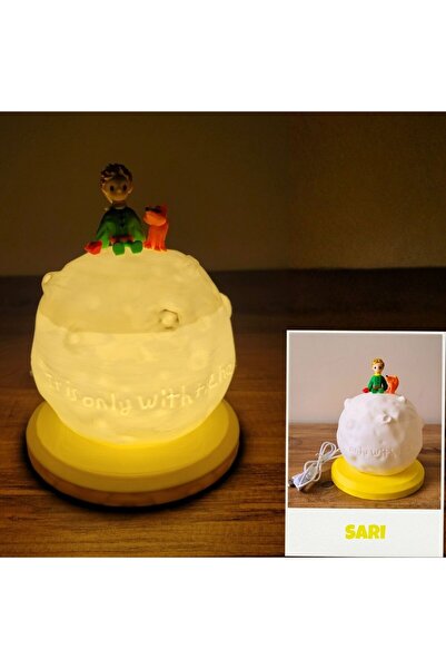 Tavşan Yumi Küçük Prens Ay Gece Lambası – Çocuk Odası Dekoratif LED Masa Lamb...