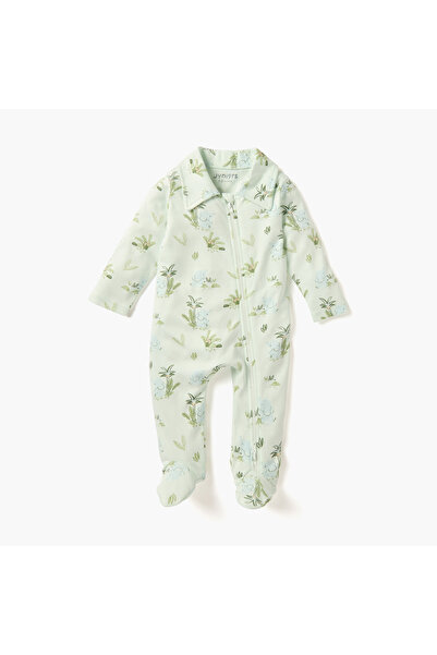 Juniors بدلة نوم مطبوعة بالكامل بياقة وأكمام طويلة