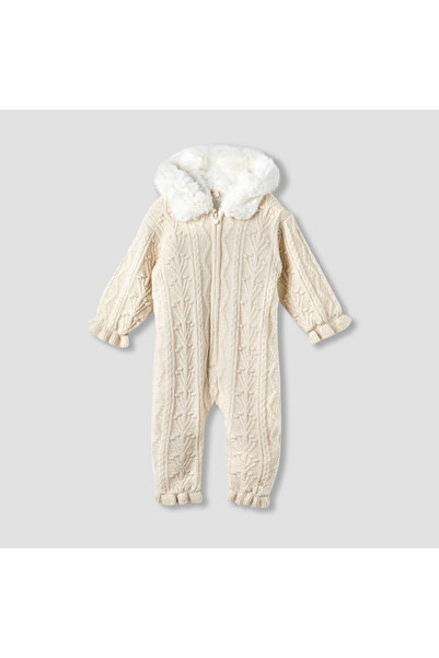 giggles Textured Hooded Sleepsuit with Long Sleeves