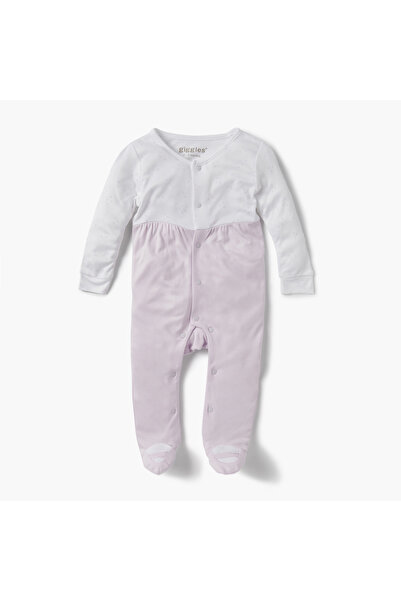 giggles Heart Print Closed Feet Sleepsuit with Long Sleeves