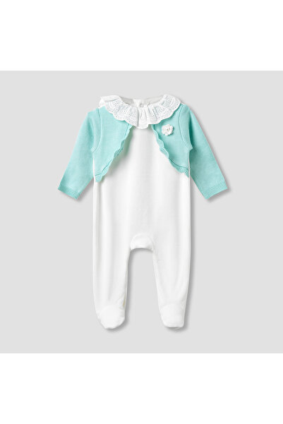 giggles Round Neck Sleepsuit with Closed Feet - Velour - Long Sleeves