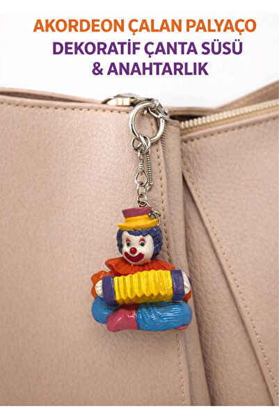 onyyapim Colorful Clown Playing the Accordion Decorative Keychain - Bag Ornament