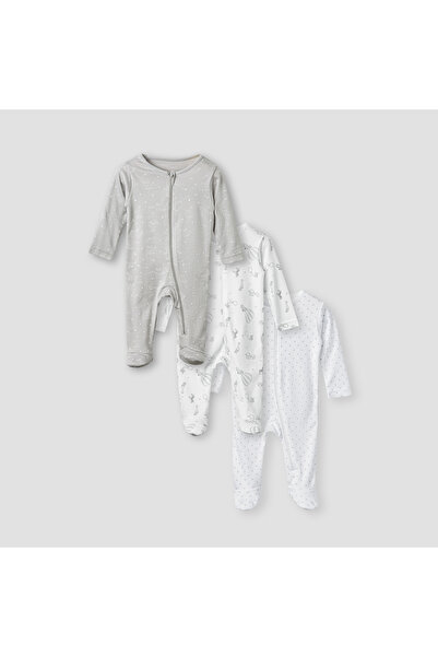 Juniors Printed Sleepsuit with Long Sleeves - Set of 3