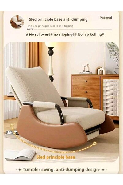 Tiokkss كرسي أريكة هزاز قابل للتعديل بمسند ظهر مرتفع وجيوب جانبية، مناسب للمن...