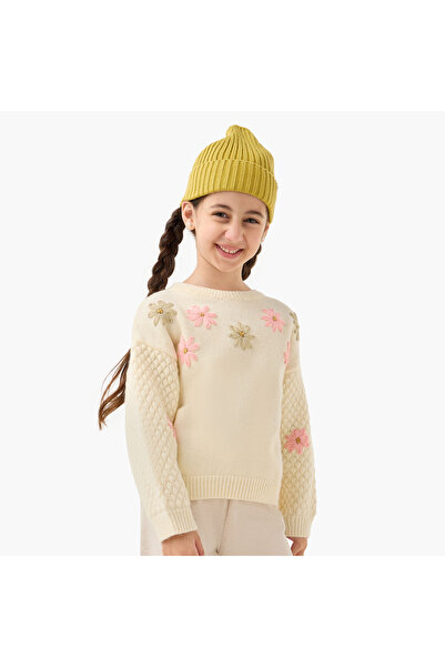 ELIGO سترة مطرزة بالزهور بأكمام طويلة