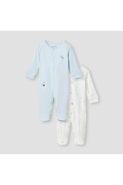 Juniors طقم نوم مطبوع بأكمام طويلة وأزرار للإغلاق - قطعتان