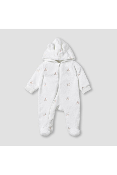 Juniors بدلة نوم بغطاء رأس بتطريز فيونكة - بوليستر - أكمام طويلة