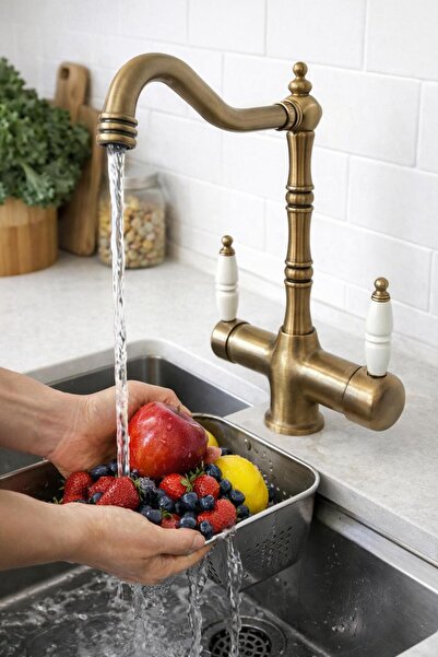 HT PRİMA Jeostik Country Purified Kitchen Faucet with Dual Control Nostalgic