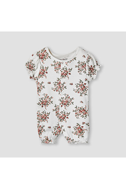 Juniors Floral Print Romper with Puff Sleeves