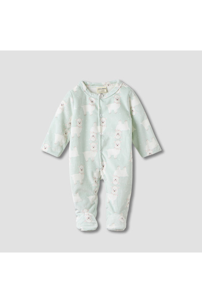 Juniors بدلة نوم مخملية بطبعة اللاما بأكمام طويلة