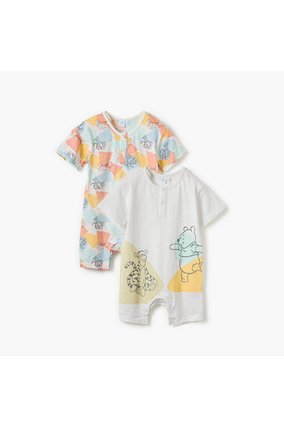 Disney طقم ملابس أطفال مطبوع عليه صورة ويني ذا بوه مع أزرار كبس - قطعتان